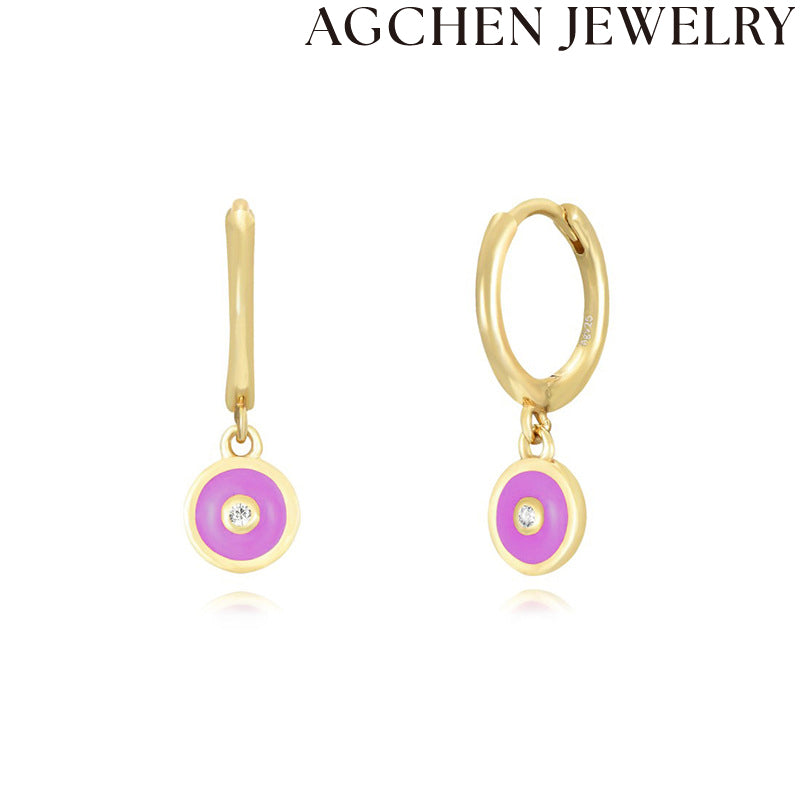 AG Colorful Enamel and Zirconia Earrings