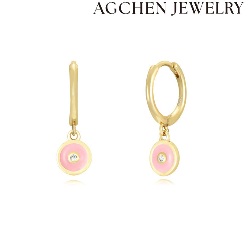 AG Colorful Enamel and Zirconia Earrings