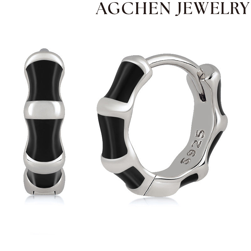 AG Enamel Bamboo Hoop Earrings