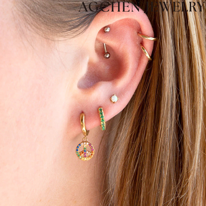 AG Bright Zirconia Huggie Earrings