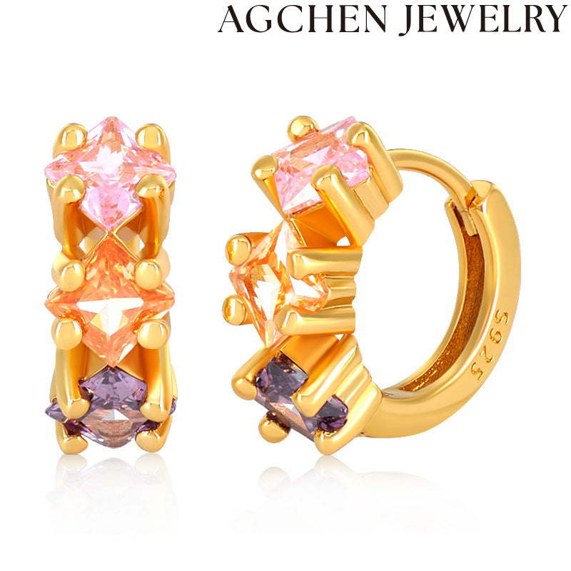 AG Colorful Star Zirconia Earrings