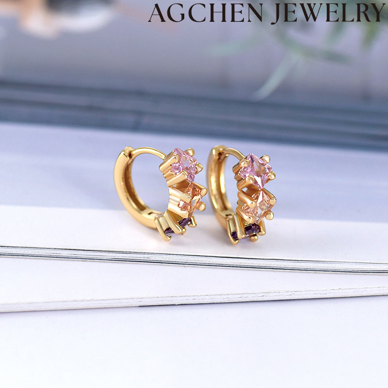 AG Colorful Star Zirconia Earrings