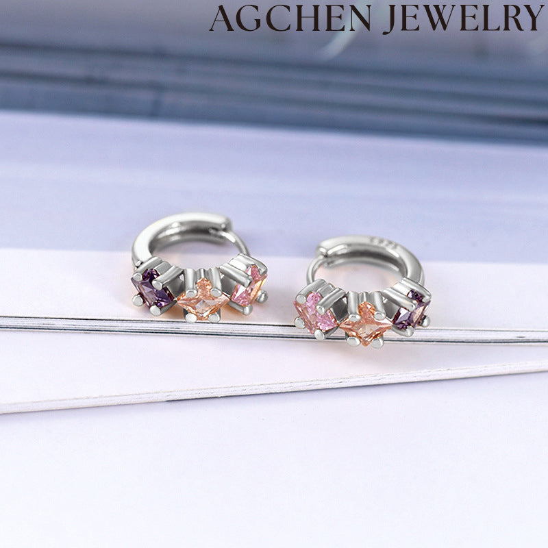 AG Colorful Star Zirconia Earrings