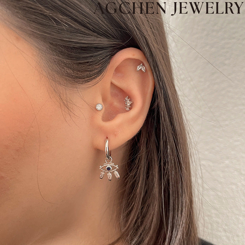 AG Eye-Shaped Zirconia Earrings