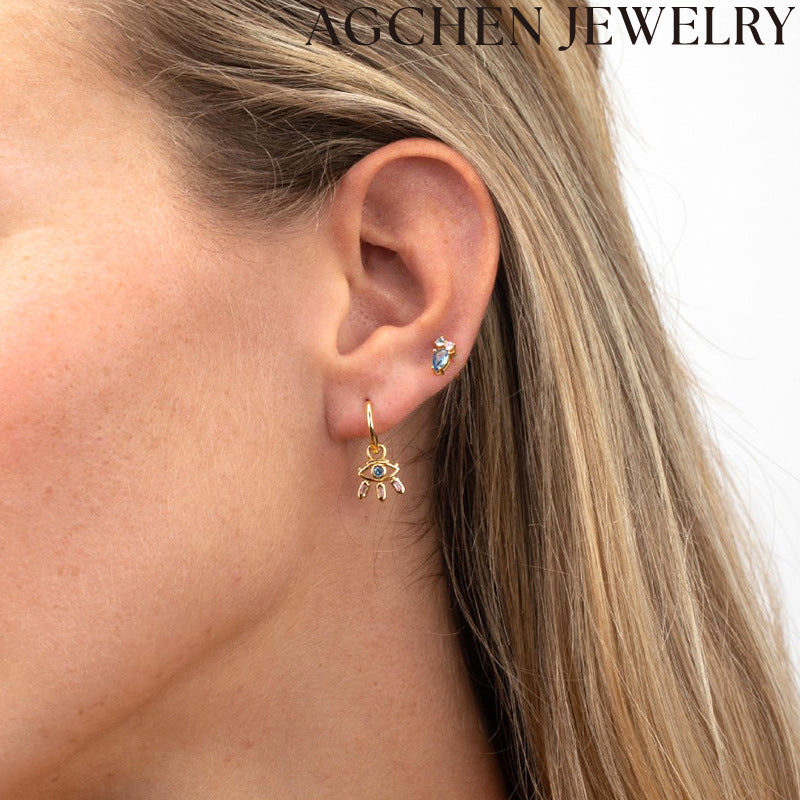 AG Eye-Shaped Zirconia Earrings
