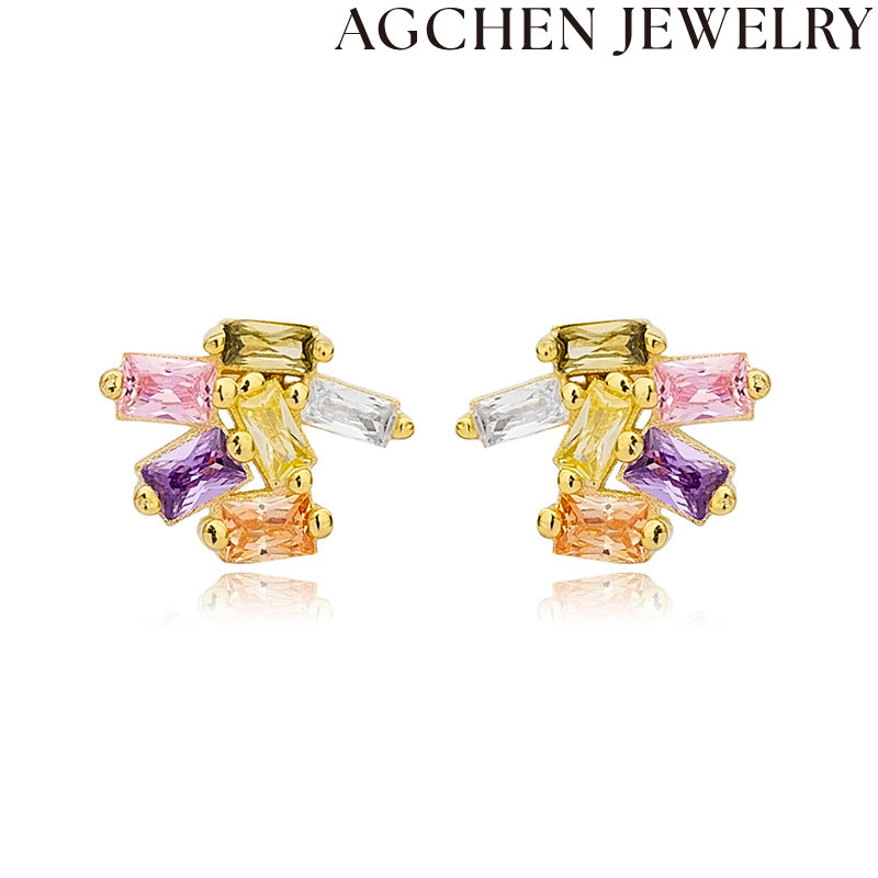 AG Bright Zirconia Huggie Earrings