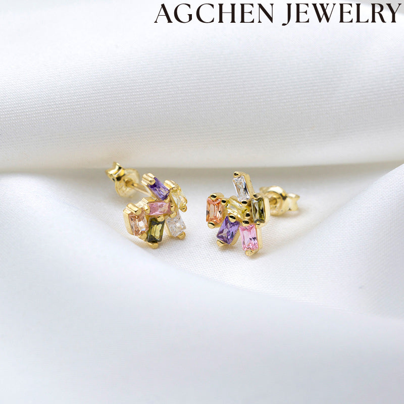 AG Bright Zirconia Huggie Earrings
