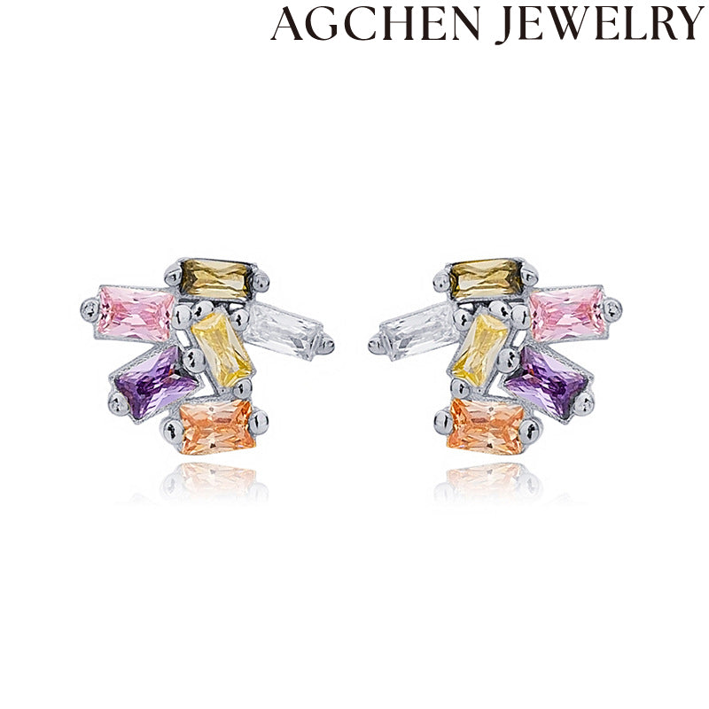 AG Bright Zirconia Huggie Earrings