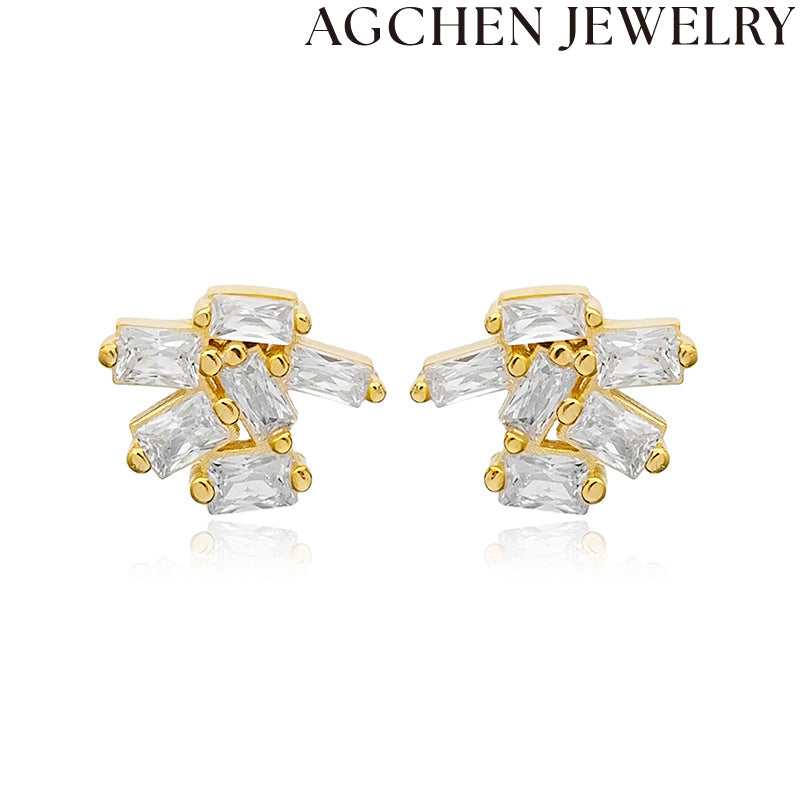 AG Bright Zirconia Huggie Earrings