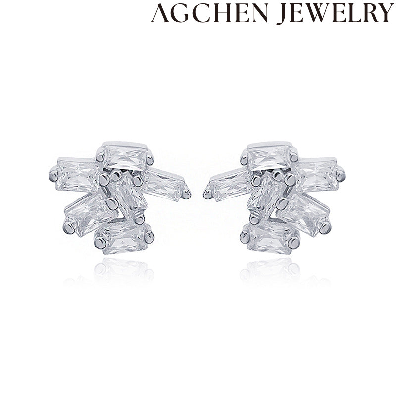 AG Bright Zirconia Huggie Earrings