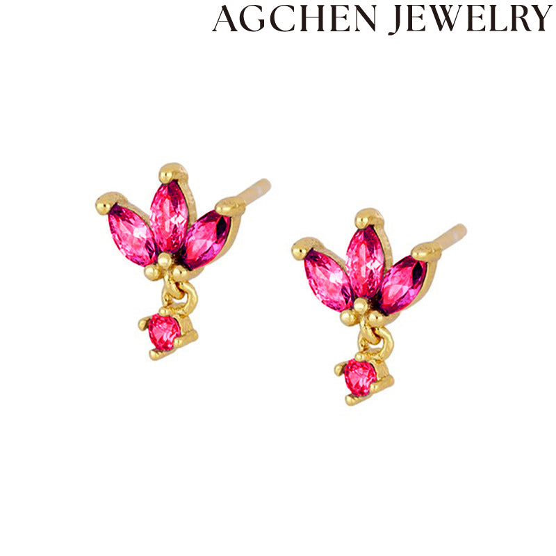 AG White Rectangular Zircon Earrings