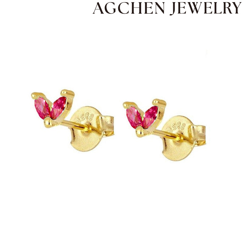 AG Minimalist White Zircon Stud Earrings