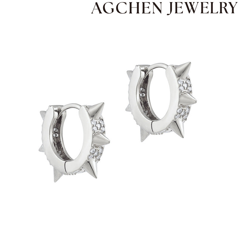 AG Zirconia Studded Cone Earrings