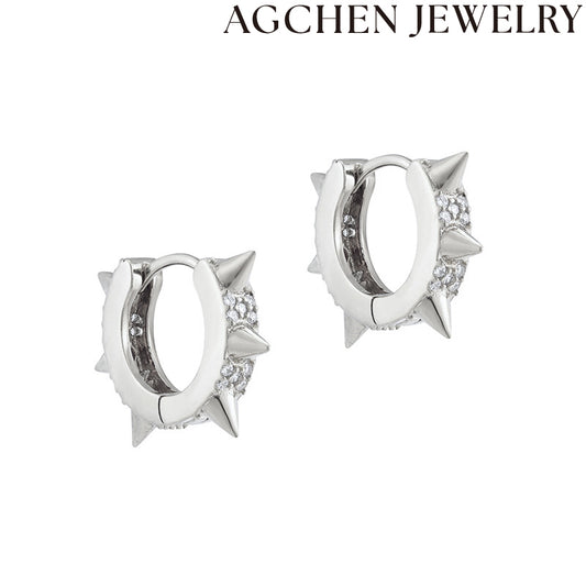 AG Zirconia Studded Cone Earrings