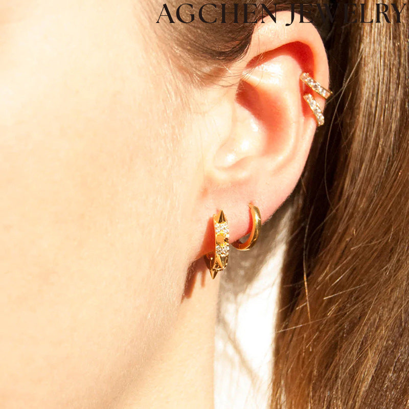 AG Zirconia Studded Cone Earrings