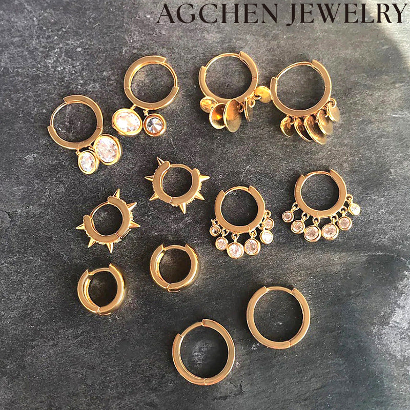 AG Zirconia Studded Cone Earrings
