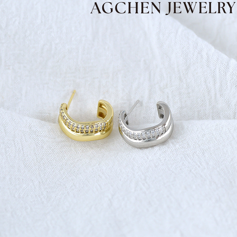 AG Asymmetric Zircon Earrings