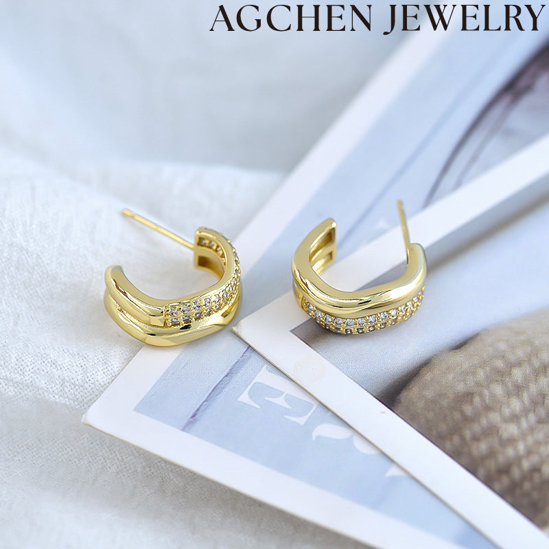 AG Asymmetric Zircon Earrings
