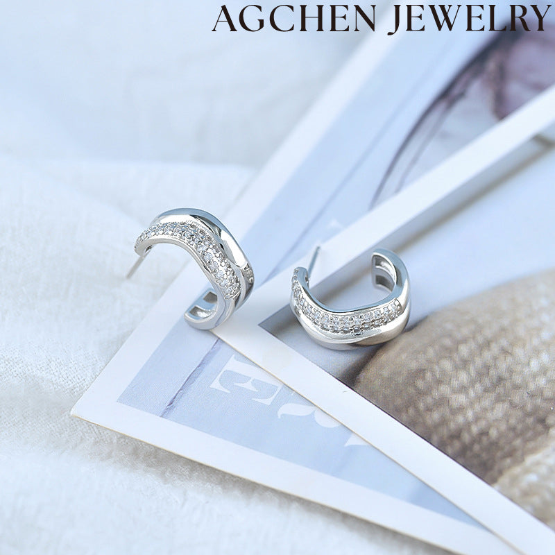 AG Asymmetric Zircon Earrings