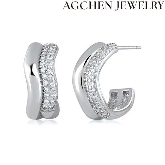 AG Asymmetric Zircon Earrings