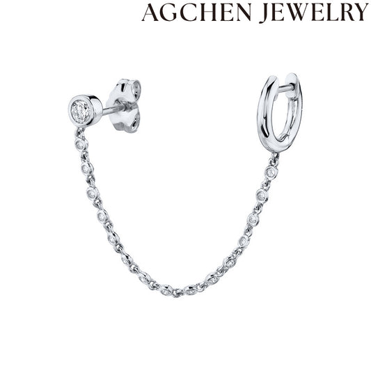 AG Minimalismaj Zirkonaj Ĉenaj Orelornamaĵoj