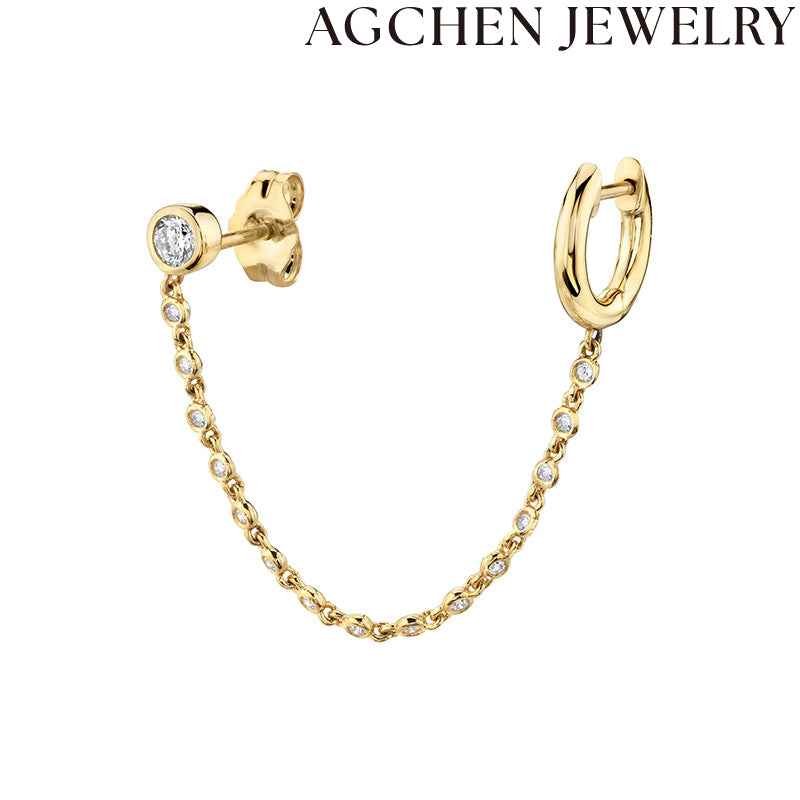 AG Minimalist Zircon Chain Earrings