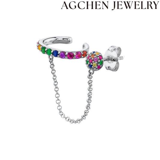 AG Koloraj Zirkonaj Ĉenaj Orelornamaĵoj