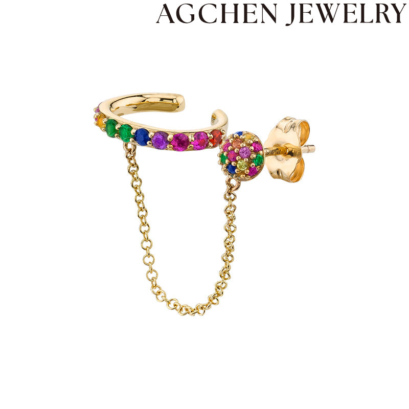 AG Colorful Zircon Chain Earrings