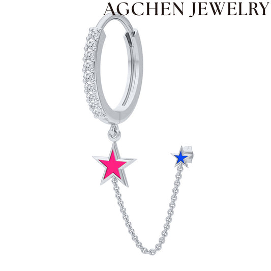 AG Gutetaj Bluaj Rozkoloraj Stelaj Ĉenaj Orelornamaĵoj