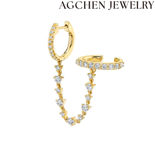 AG Malfermaj Koloraj Zirkonaj Ĉenaj Orelornamaĵoj