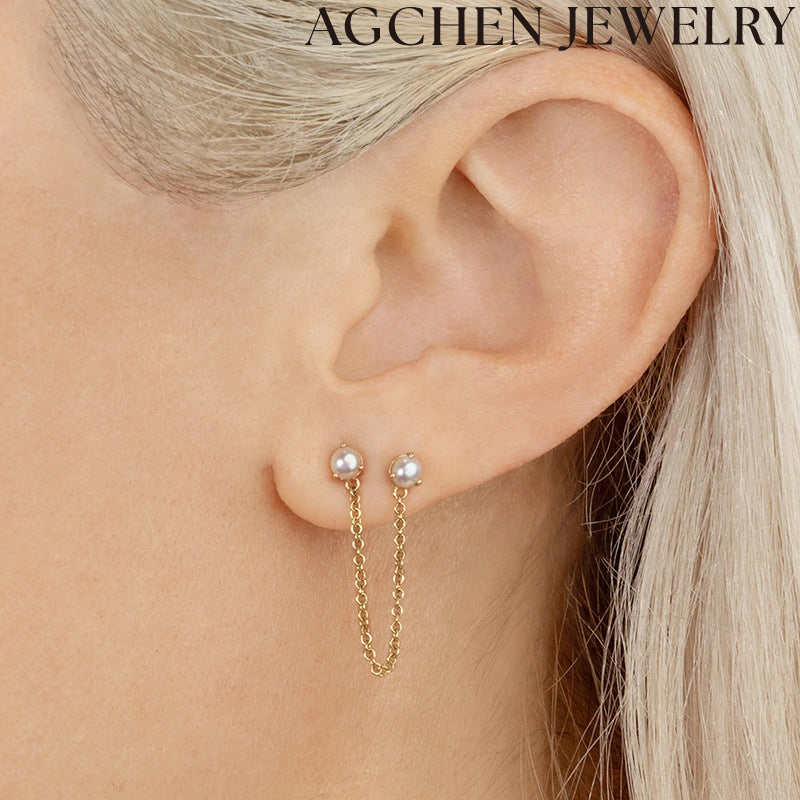 AG Oval and Chain Earrings