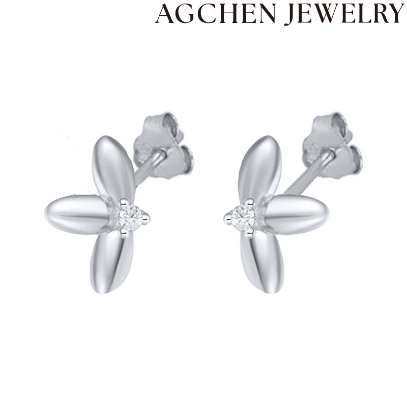 AG Cute Flower Bud Stud Earrings