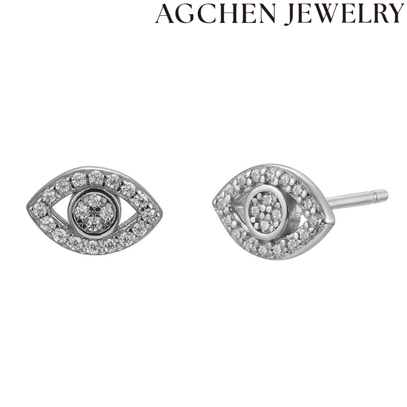 AG Eye-Shaped Zircon Stud Earrings