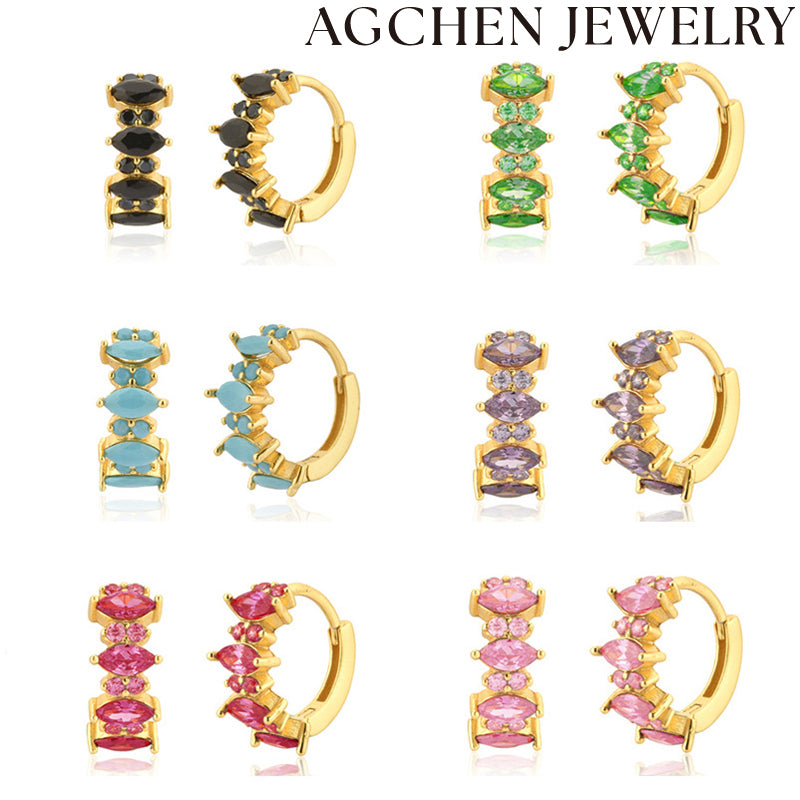 AG Irregular Multicolored Zirconia Earrings
