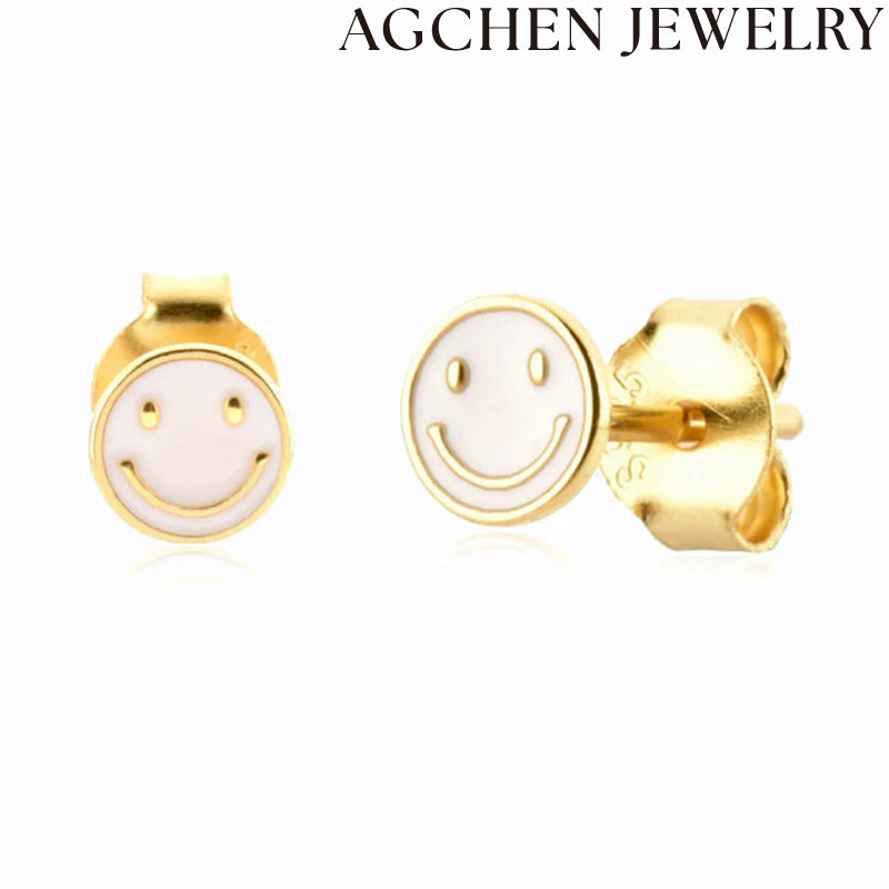 AG White Smiley Face Earrings
