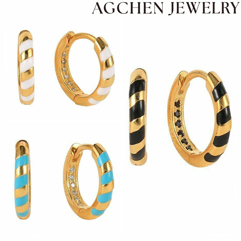 AG Spiral Black and White Earrings