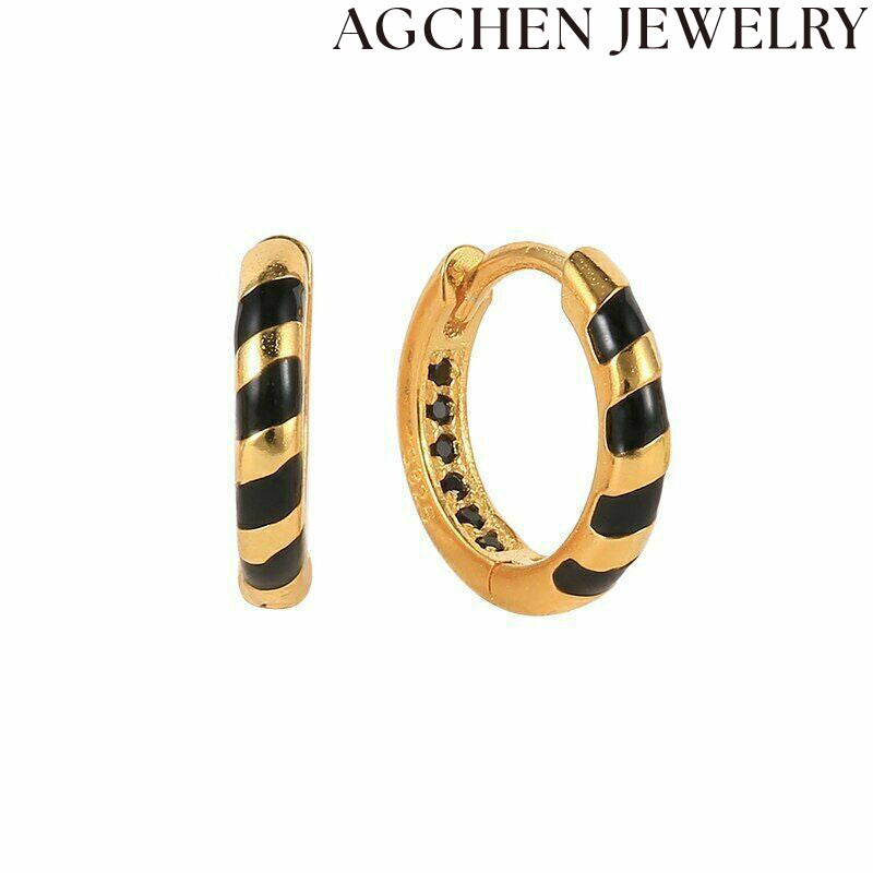 AG Spiral Black and White Earrings