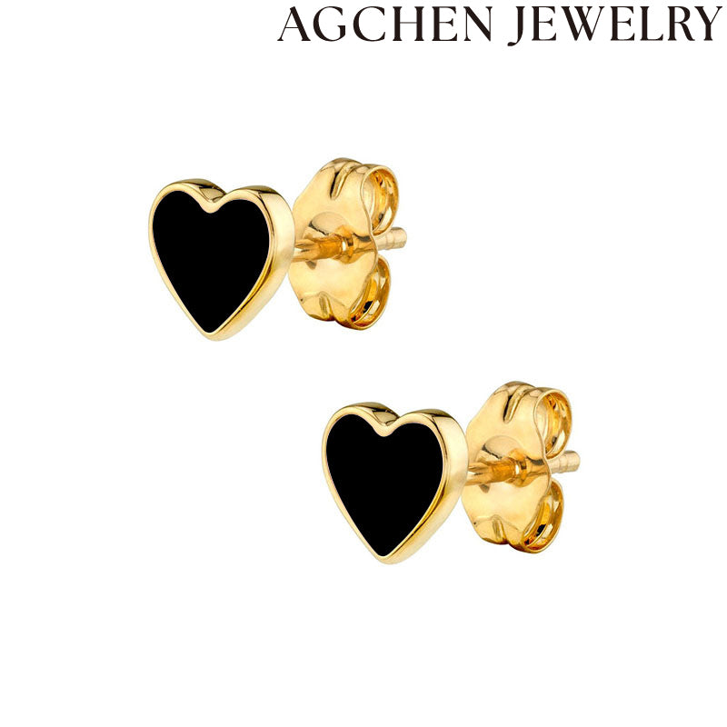 AG Black Heart Stud Earrings