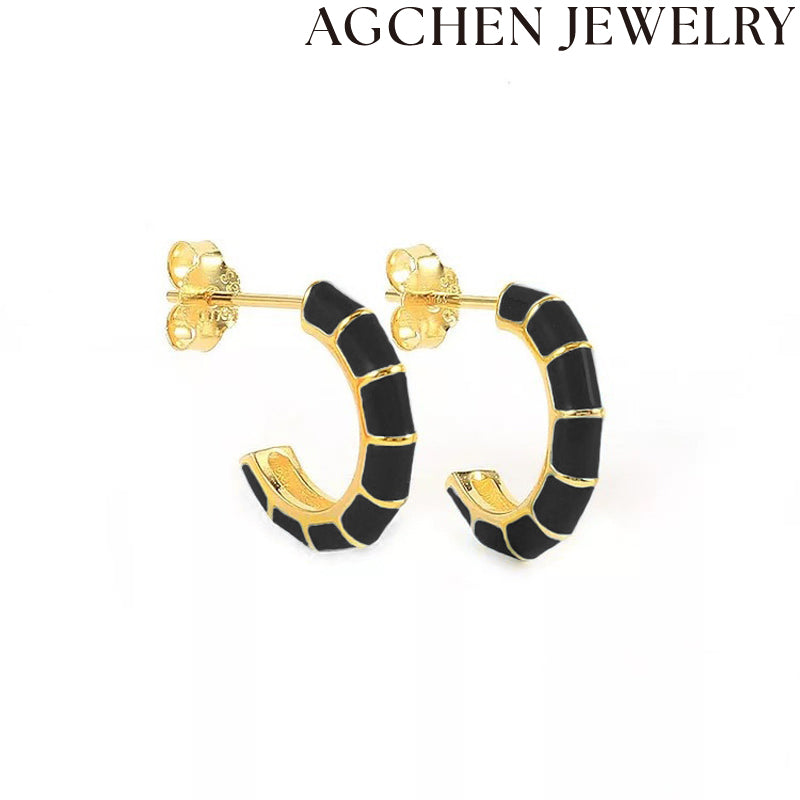 AG Black Stud Earrings