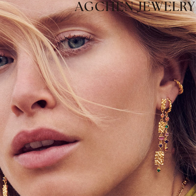 AG Multicolor Zirconia Drop Earrings