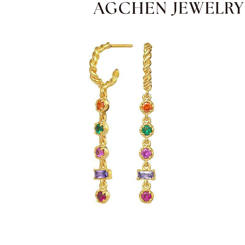 AG Multicolor Zirconia Drop Earrings