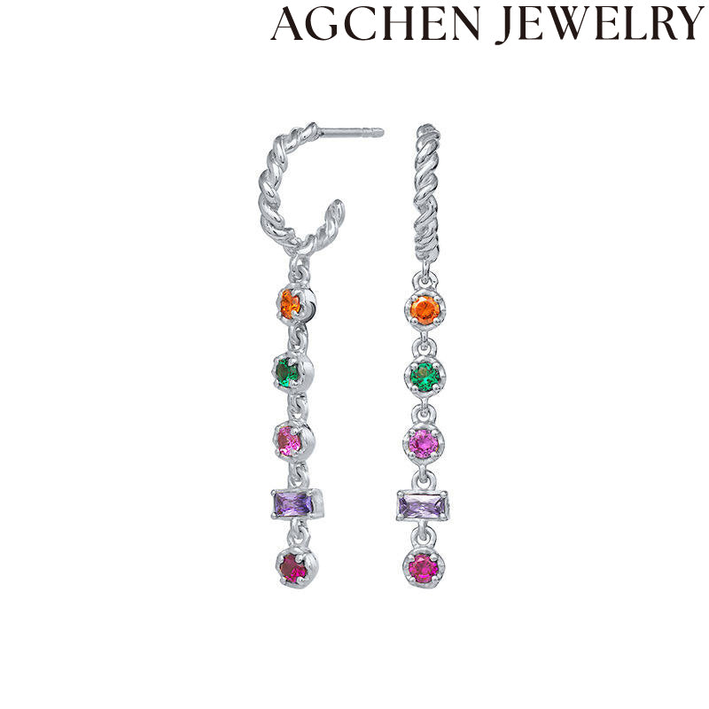 AG Multicolor Zirconia Drop Earrings