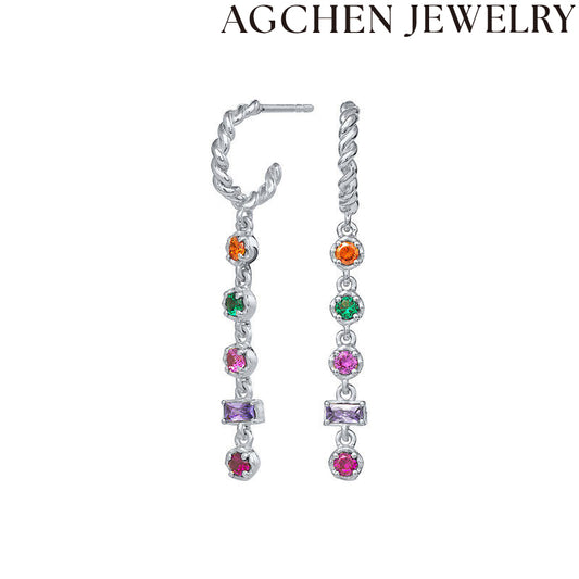 AG Multkoloraj Zirkonaj Pendaj Orelornamaĵoj