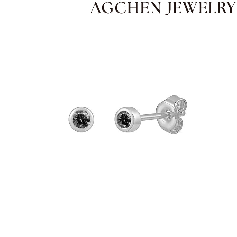 AG Minimalist Round Zircon Stud Earrings