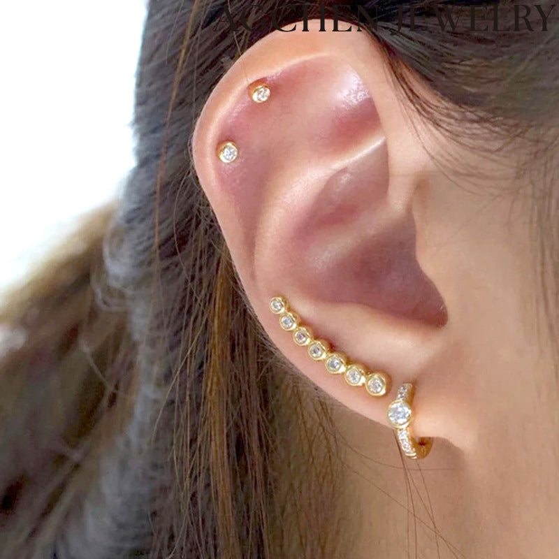 AG Minimalist Round Zircon Stud Earrings