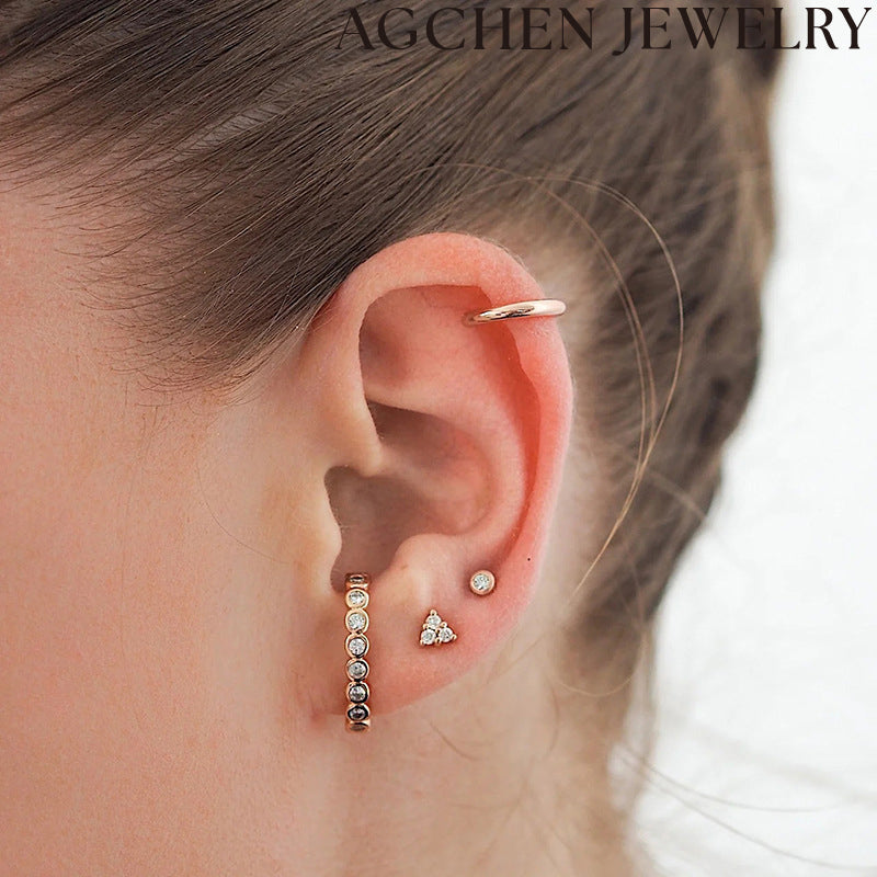 AG Minimalist Round Zircon Stud Earrings