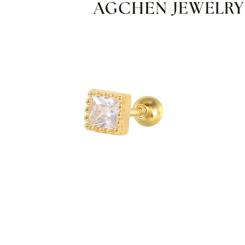 AG Light Square Zircon Earrings