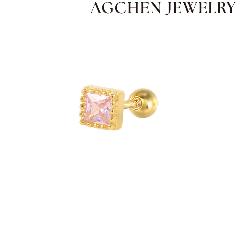AG Light Square Zircon Earrings