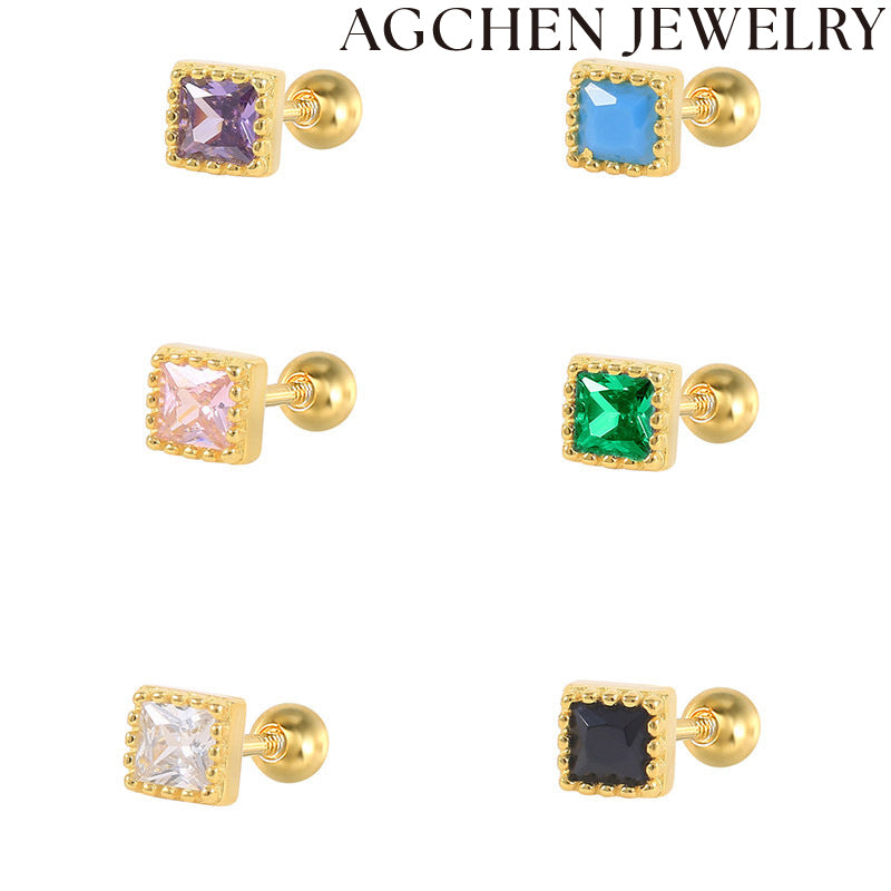 AG Light Square Zircon Earrings