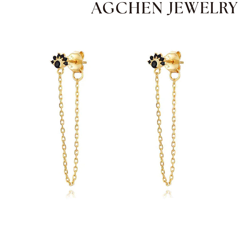 AG Floral Zirconia Chain Earrings